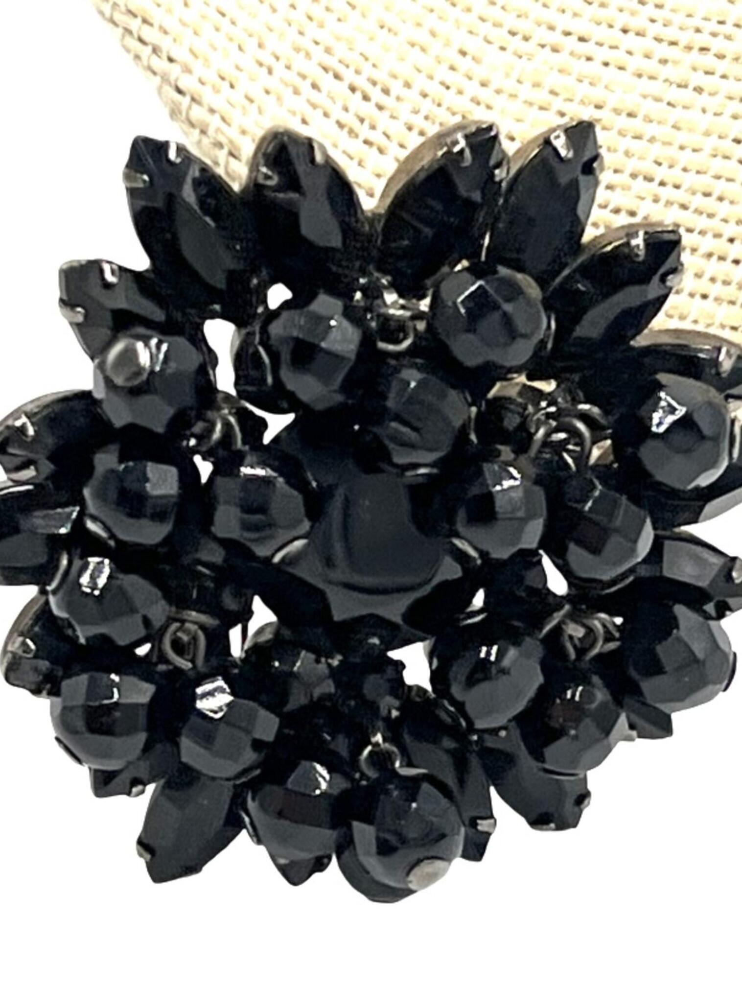 Juliana Black Rhinestone Large Cha-Cha Cluster Brooch / Pin